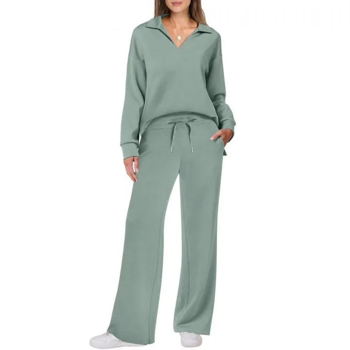 Ensemble pantalon de trajet en Fiber de Polyester pour femmes, décontracté, à la mode, manches longues, cordon de serrage, couleur unie, nouveau Style, printemps automne