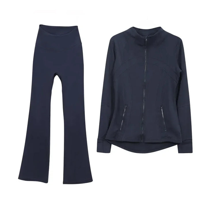 2025 L310 Tenue de yoga pour femme deux pièces pantalons longs évasés costumes