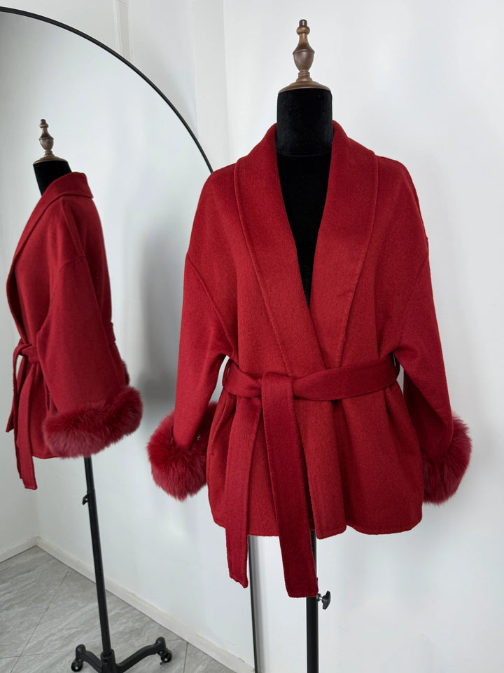 TARUXY fourrure de renard laine manteaux femmes manteau court bureau dame amovible élégant Double face laine pardessus 2025 nouvelle veste Cardigan
