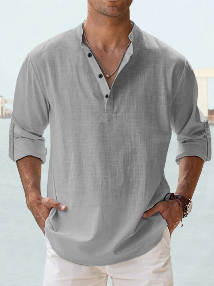 Mode Lumiere™ | Chemise Henley légère en lin pour homme