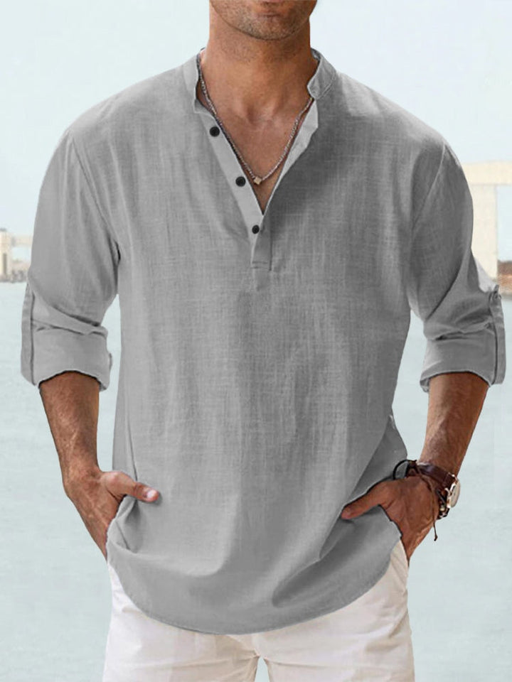 Mode Lumiere™ | Chemise Henley légère en lin pour homme