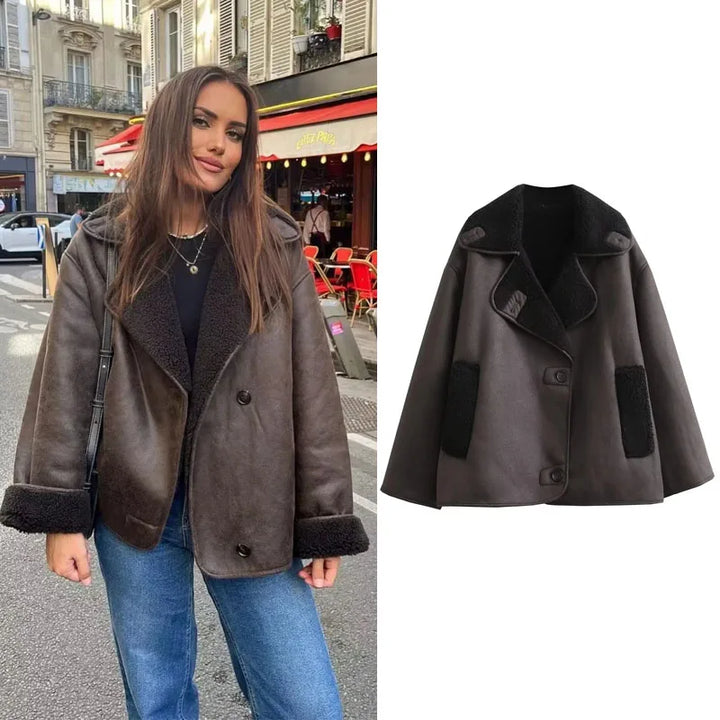 MUJER 2025 femme épais Faux cuir vestes pour femmes automne hiver manteaux chauds femme Demi-saison en peluche veste femmes vêtements d'extérieur