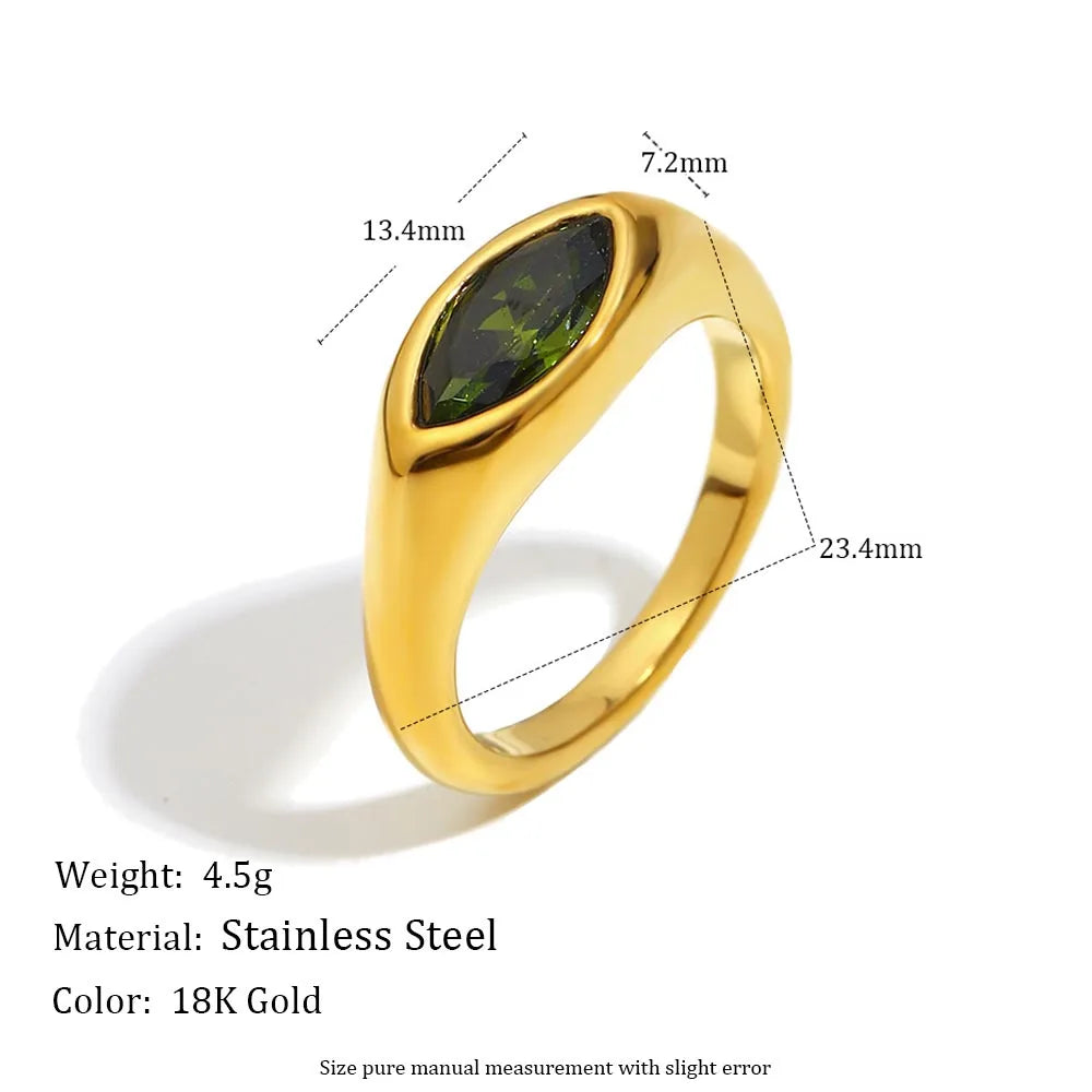 Bague Dorée Pierre Ovale – Élégance Colorée et Moderne Femme