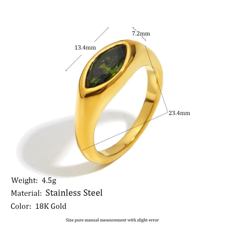 Bague Dorée Pierre Ovale – Élégance Colorée et Moderne Femme