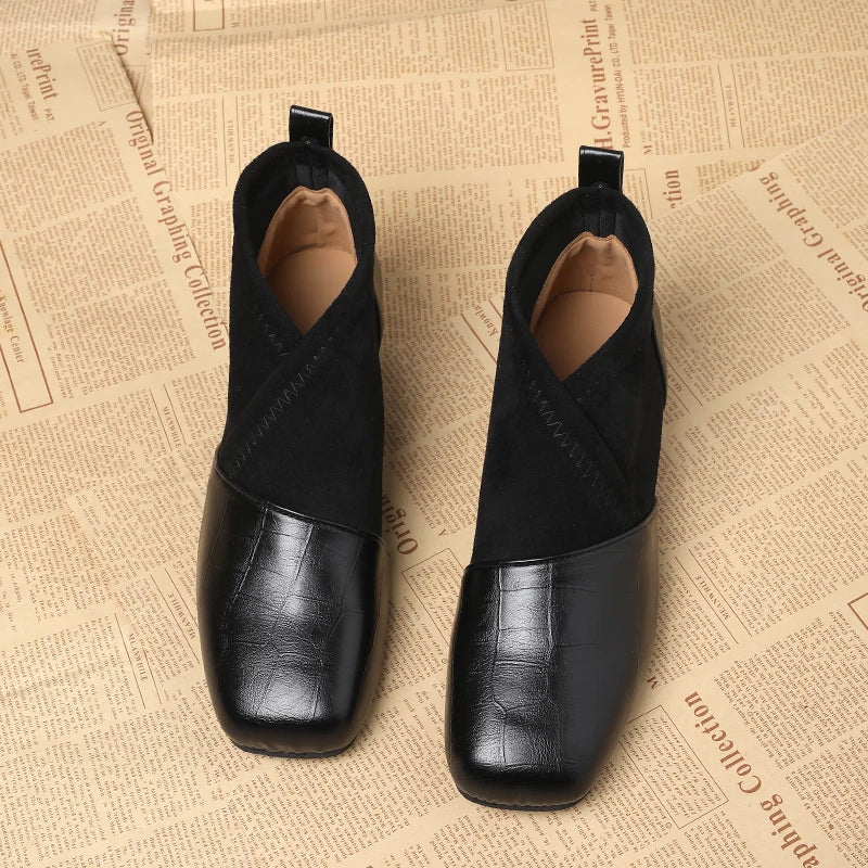Bottines rétro à bout carré pour femmes, bottes confortables et polyvalentes à talons bas pour les déplacements, nouvelle collection automne hiver 2025