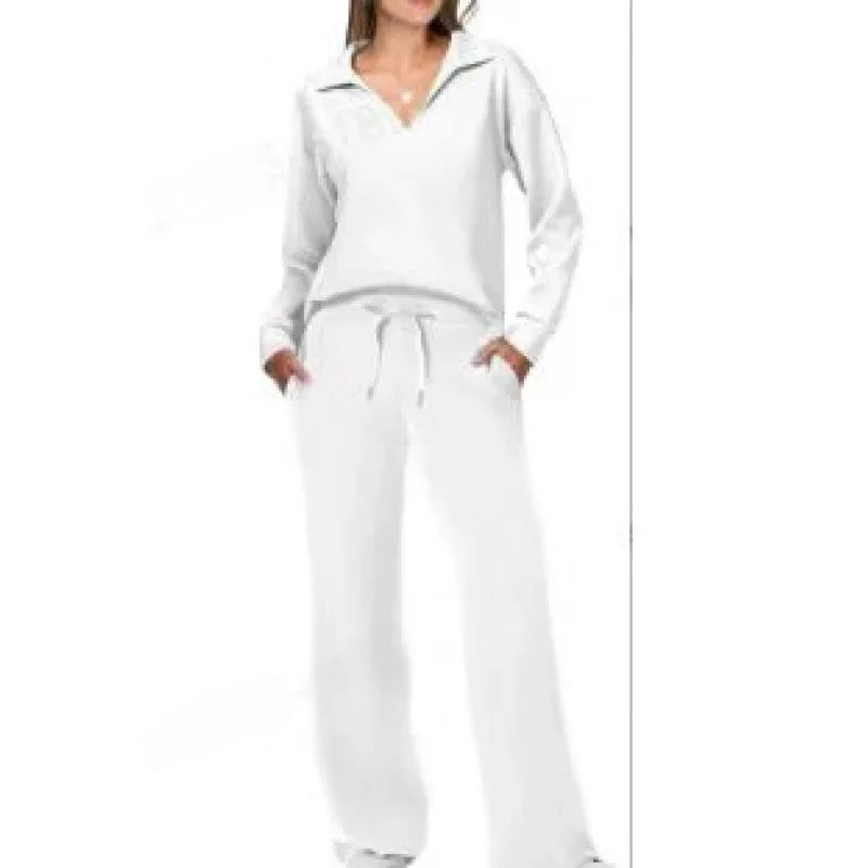 Ensemble pantalon de trajet en Fiber de Polyester pour femmes, décontracté, à la mode, manches longues, cordon de serrage, couleur unie, nouveau Style, printemps automne