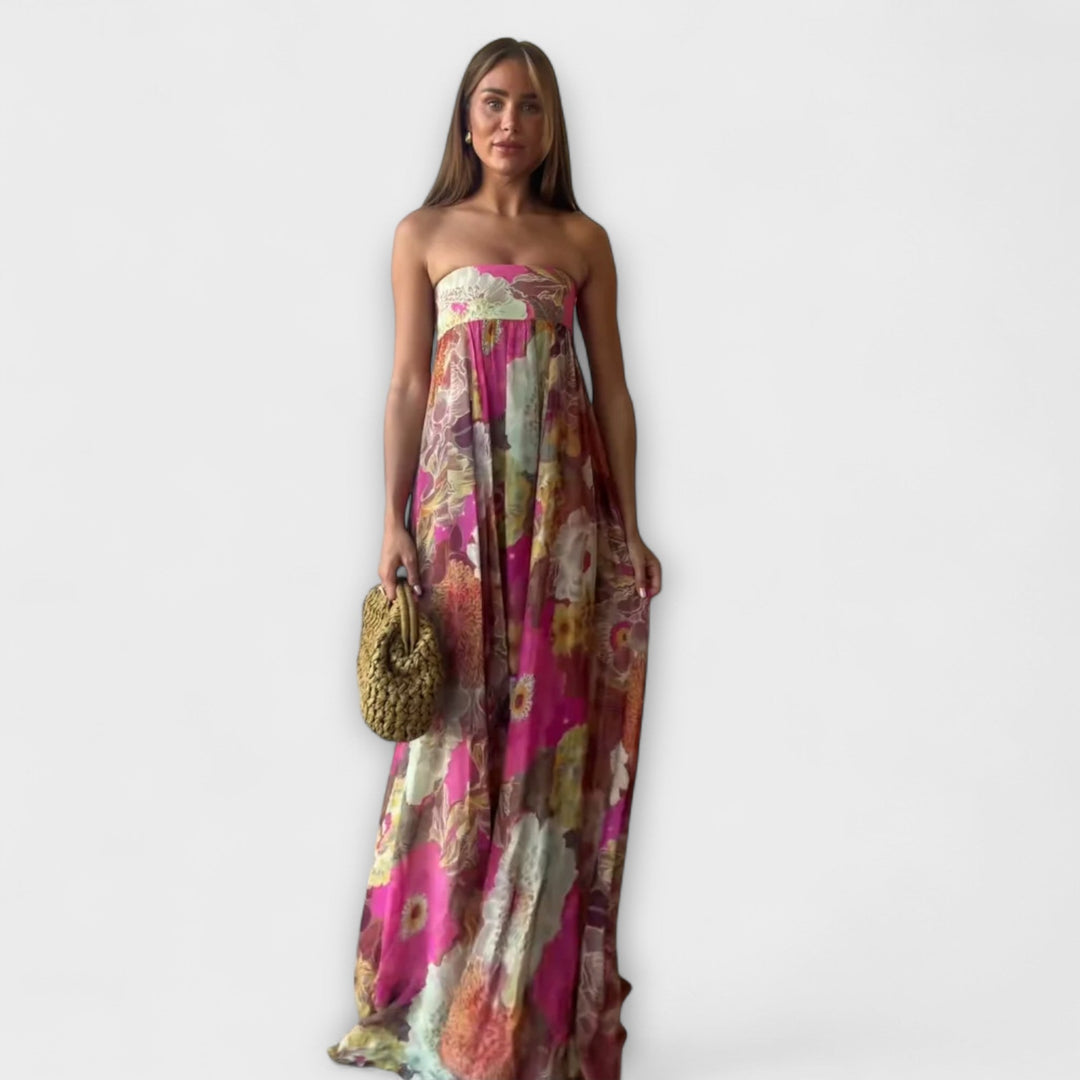 Mode Lumiére™ Robe Maxi Plissée Sans Manches Rétro