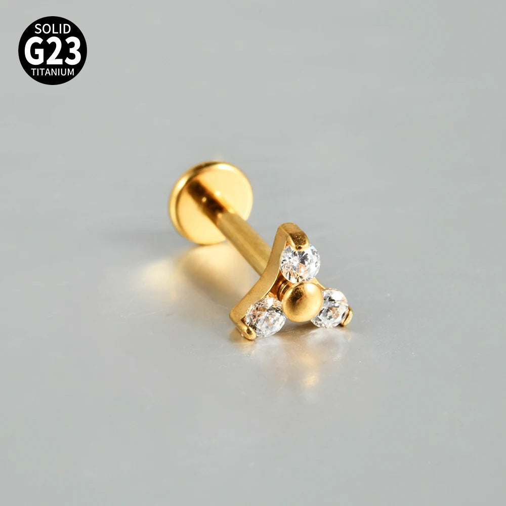 Boucle d'oreille Piercing Fleur en Titane G23 – Brillance Délicate et Confort
