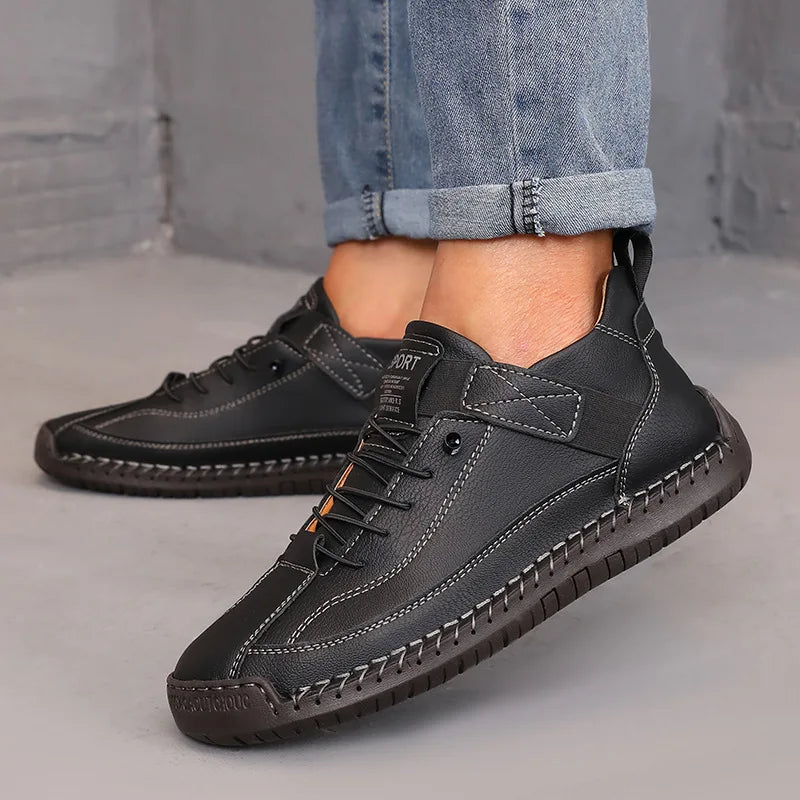 Bottes mi-hautes pour femmes Style britannique rétro anti-dérapant vêtements de travail chaussures mocassins en cuir faits à la main décontracté à semelles souples femmes bottes nues