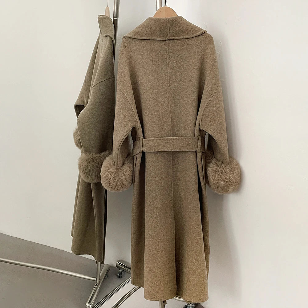 OFTBUY manteau en fausse fourrure pour femme manteau de fourrure longue avec manteau en laine et manteau de fourrure artificielle pour femmes vêtements populaires coréens pour femmes