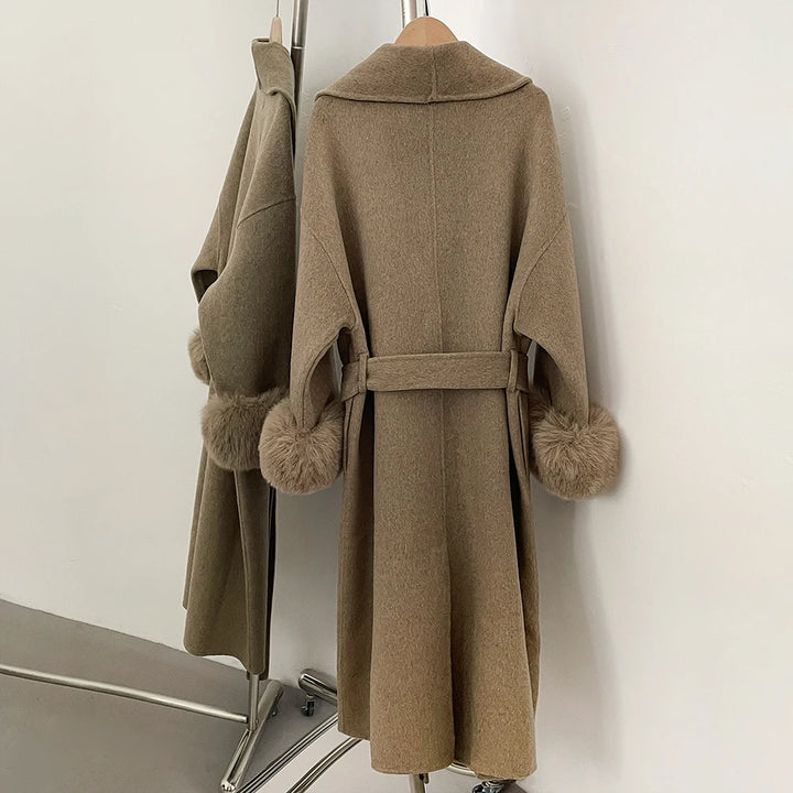 OFTBUY manteau en fausse fourrure pour femme manteau de fourrure longue avec manteau en laine et manteau de fourrure artificielle pour femmes vêtements populaires coréens pour femmes