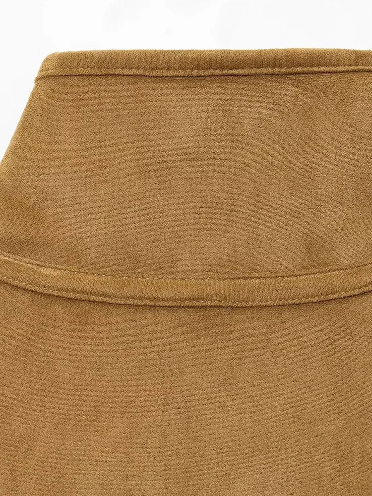 Femmes 2025 Double face porter agneau velours manteau femmes mode col montant simple boutonnage poche courte veste dame vêtements d'extérieur