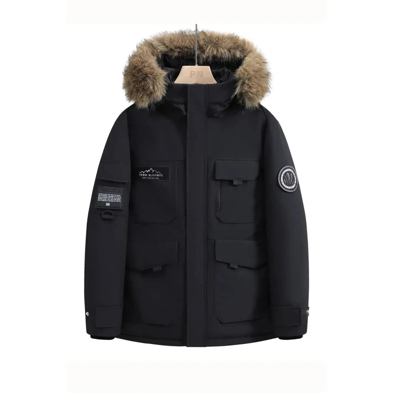New Winter Down Jackets for Men Hoods and Fur Collars New High-quality Waterproof Windproof Down Coat for Men Women Warm Parkas