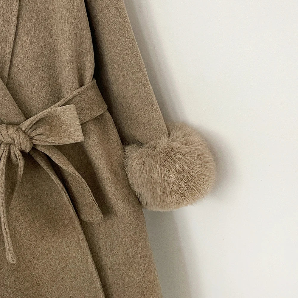 OFTBUY manteau en fausse fourrure pour femme manteau de fourrure longue avec manteau en laine et manteau de fourrure artificielle pour femmes vêtements populaires coréens pour femmes