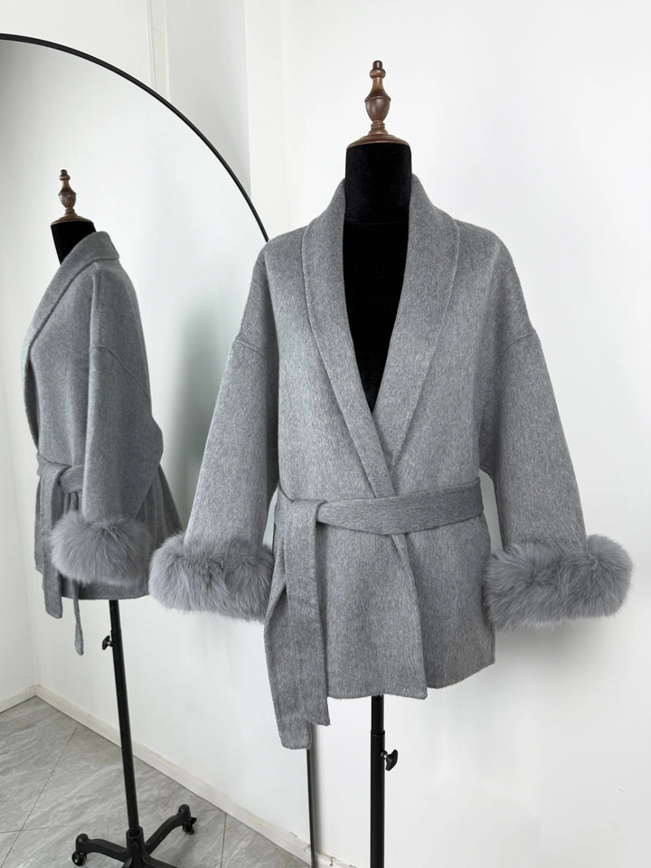 TARUXY fourrure de renard laine manteaux femmes manteau court bureau dame amovible élégant Double face laine pardessus 2025 nouvelle veste Cardigan