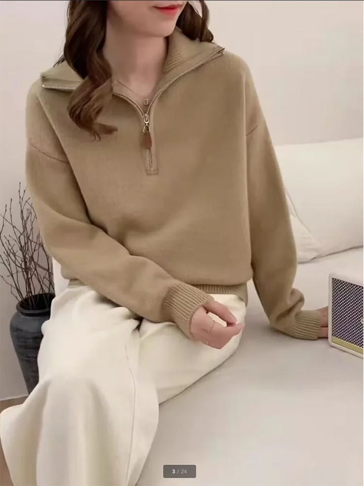 Pull Zippé Confort Élégant – Style Décontracté Raffiné