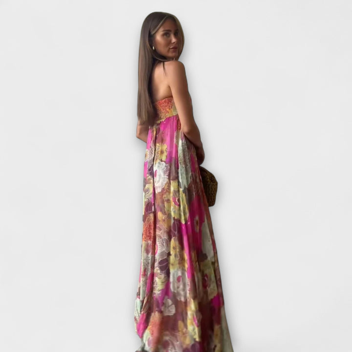 Mode Lumiére™ Robe Maxi Plissée Sans Manches Rétro