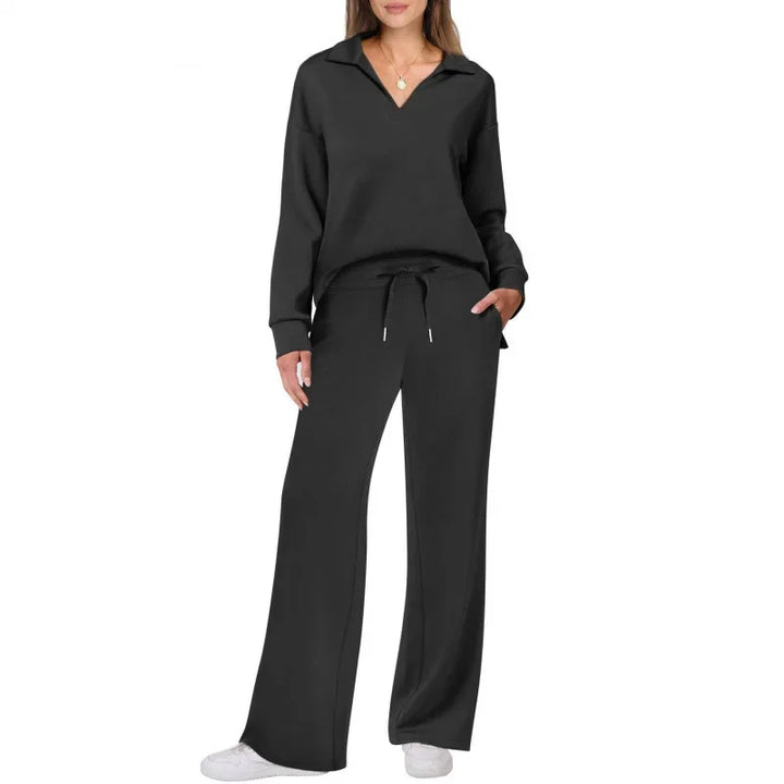 Ensemble pantalon de trajet en Fiber de Polyester pour femmes, décontracté, à la mode, manches longues, cordon de serrage, couleur unie, nouveau Style, printemps automne