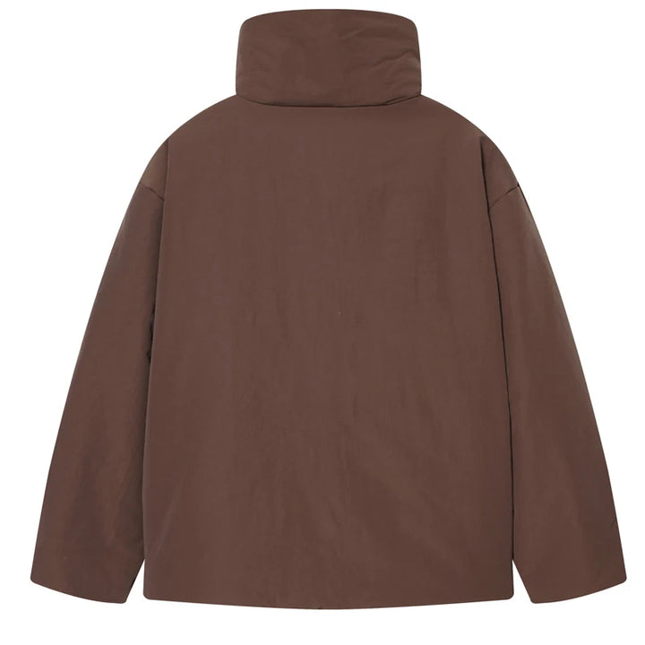 Veste d'hiver femme marron décontracté à lacets veste en coton col montant à manches longues léger rembourré veste manteau chaud dames