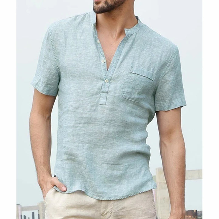 Mode Lumiére™ Chemise Henley Homme en coton et lin