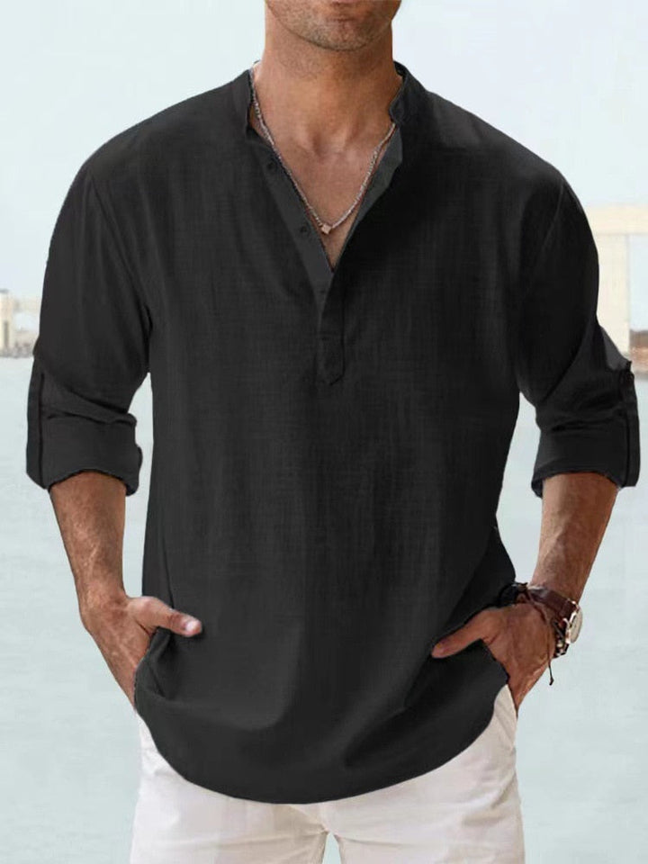 Mode Lumiere™ | Chemise Henley légère en lin pour homme