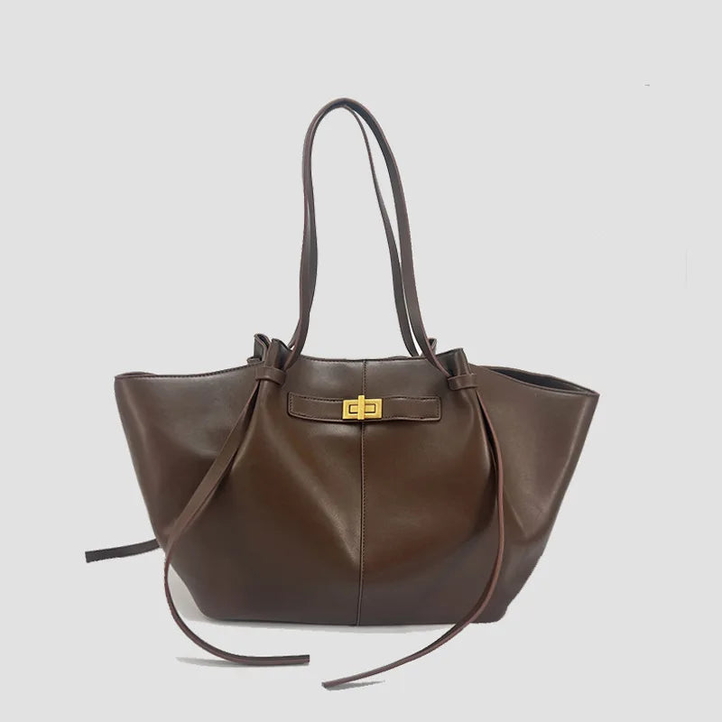 Sacs à main trapèze de grande capacité pour femmes, sacs à bandoulière de styliste avec serrure en métal, grand fourre-tout en cuir Pu de haute qualité pour les déplacements