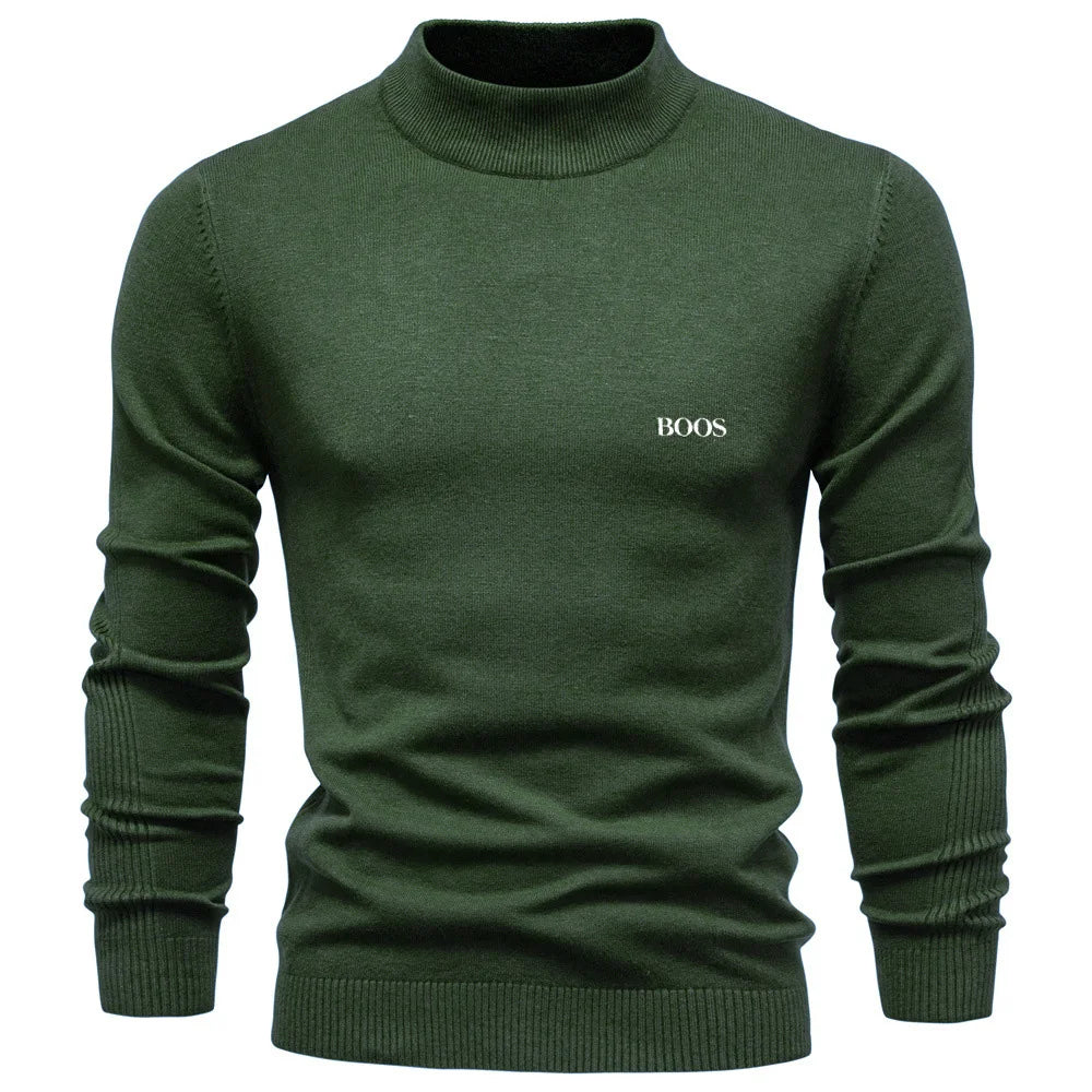 Pull homme col mi-haut à coupe ajustée, élégant et confortable