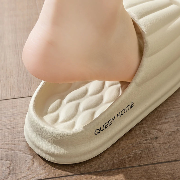 Pantoufles de maison à semelle épaisse pour femmes, sandales d'extérieur confortables, cou-de-pied large, antidérapantes, légères, silencieuses, pour l'intérieur
