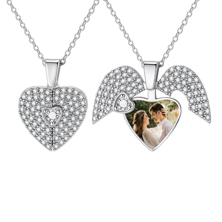 Collier Cœur Photo Personnalisé – Un Bijou Brillant Chargé d’Émotion Femmes