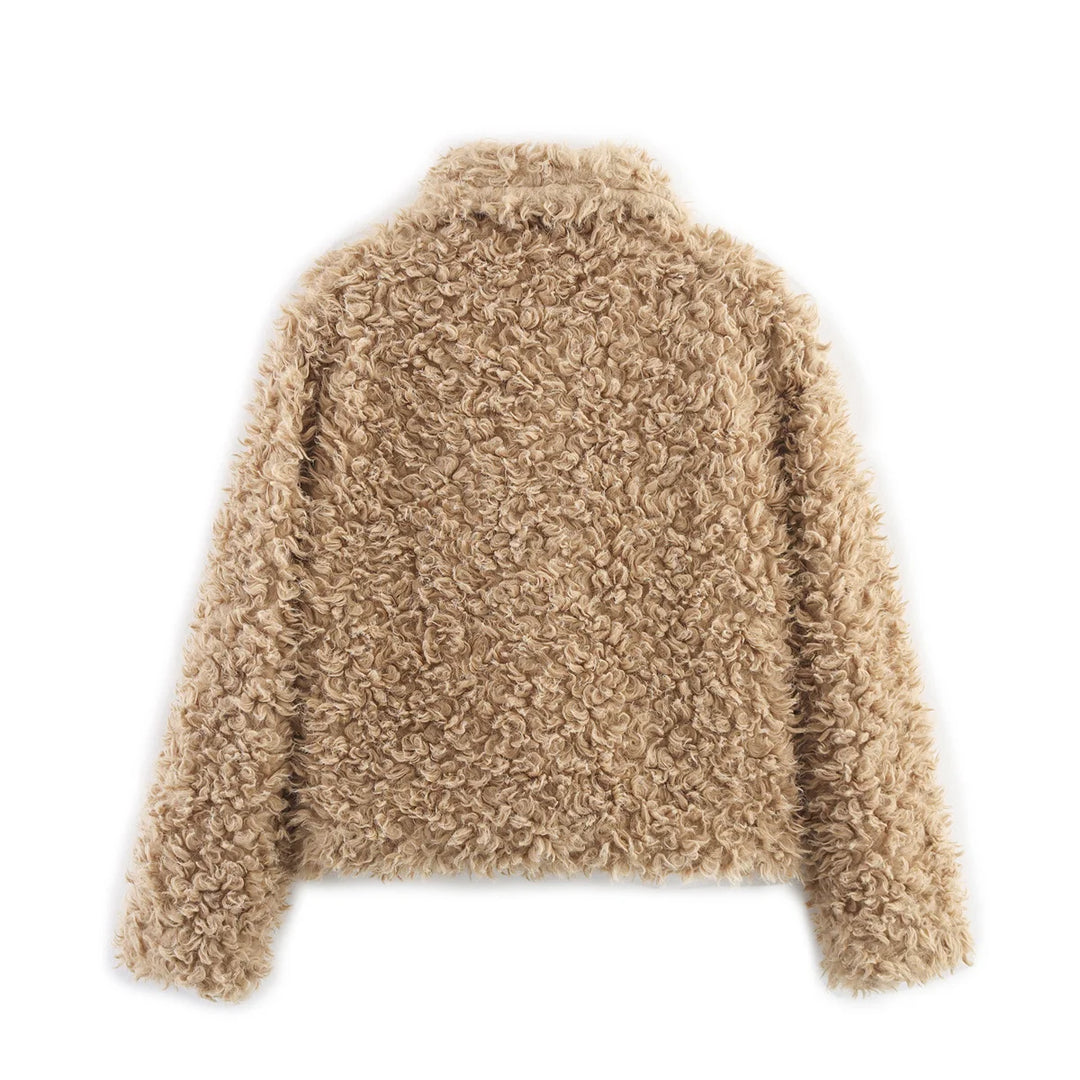 DiYiG femme automne 2025 nouvelle mode fausse fourrure veste Chic bouton revers à manches longues Joker veste d'extérieur Mujer
