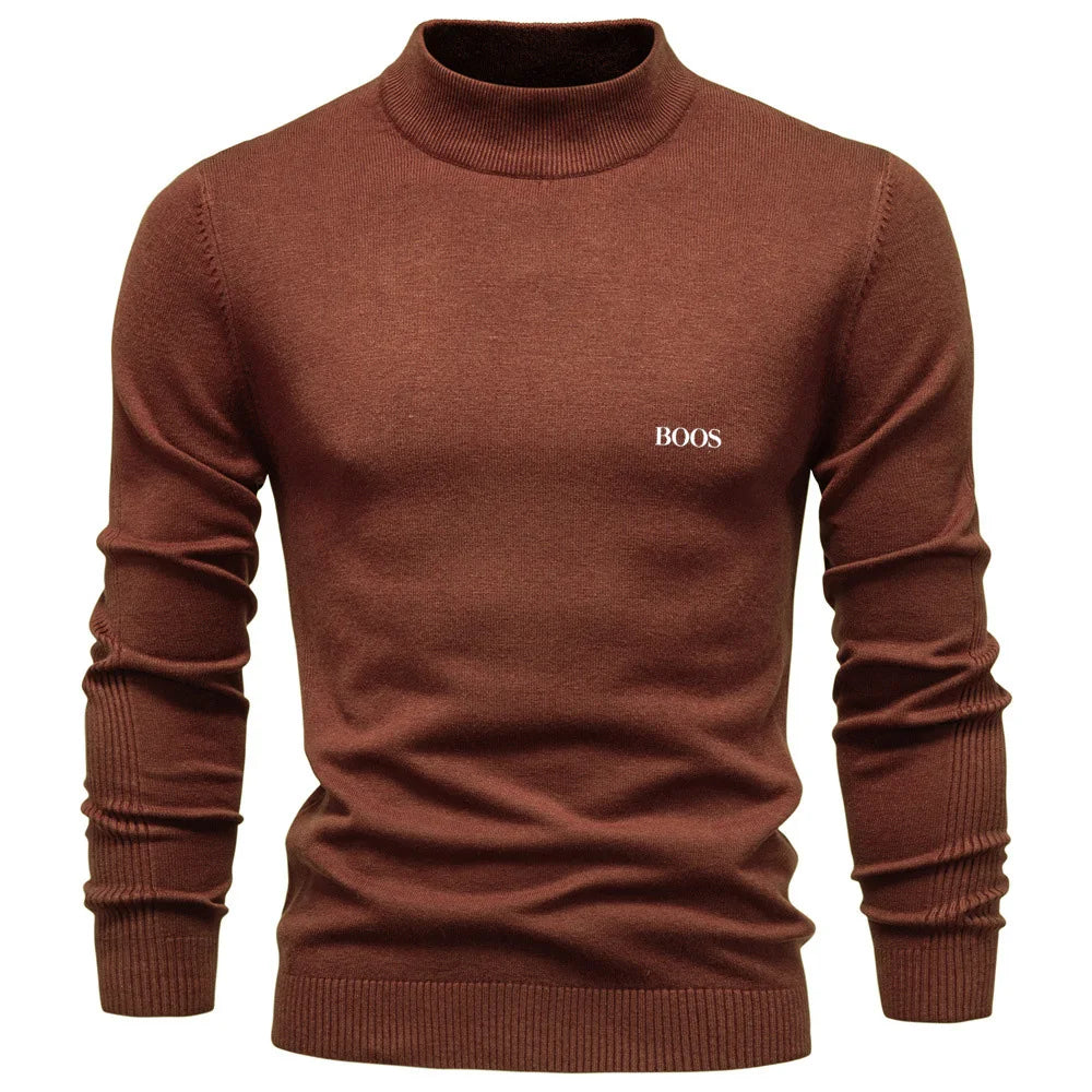 Pull homme col mi-haut à coupe ajustée, élégant et confortable