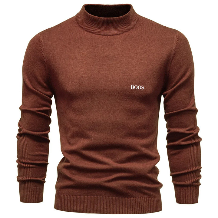 Pull homme col mi-haut à coupe ajustée, élégant et confortable