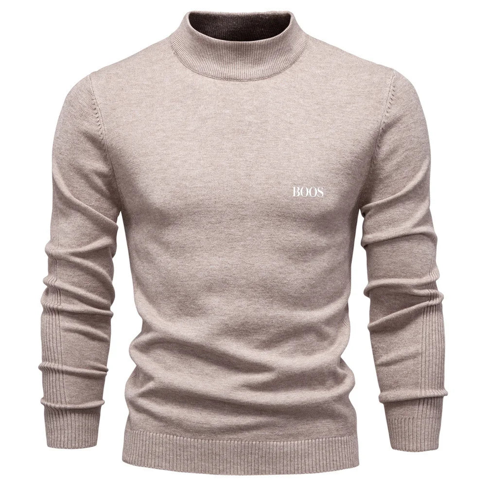 Pull homme col mi-haut à coupe ajustée, élégant et confortable