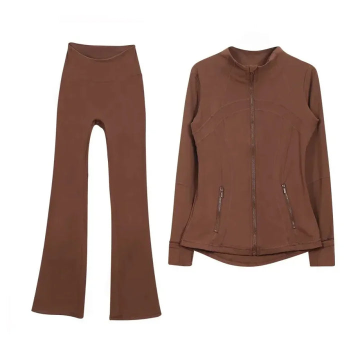 2025 L310 Tenue de yoga pour femme deux pièces pantalons longs évasés costumes