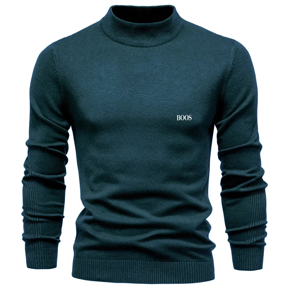 Pull homme col mi-haut à coupe ajustée, élégant et confortable