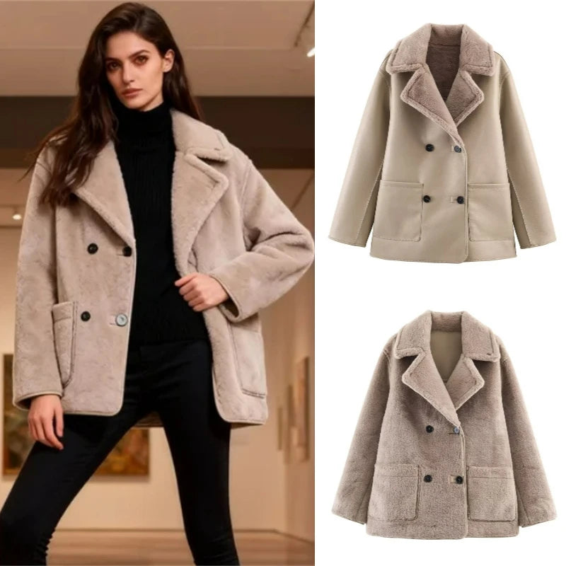 Manteau Double face réversible pour femme, haut de rue, décontracté, nouvelle Collection automne/hiver 2025