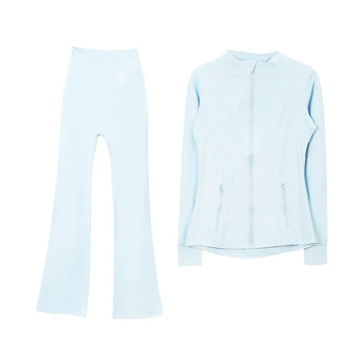 2025 L310 Tenue de yoga pour femme deux pièces pantalons longs évasés costumes