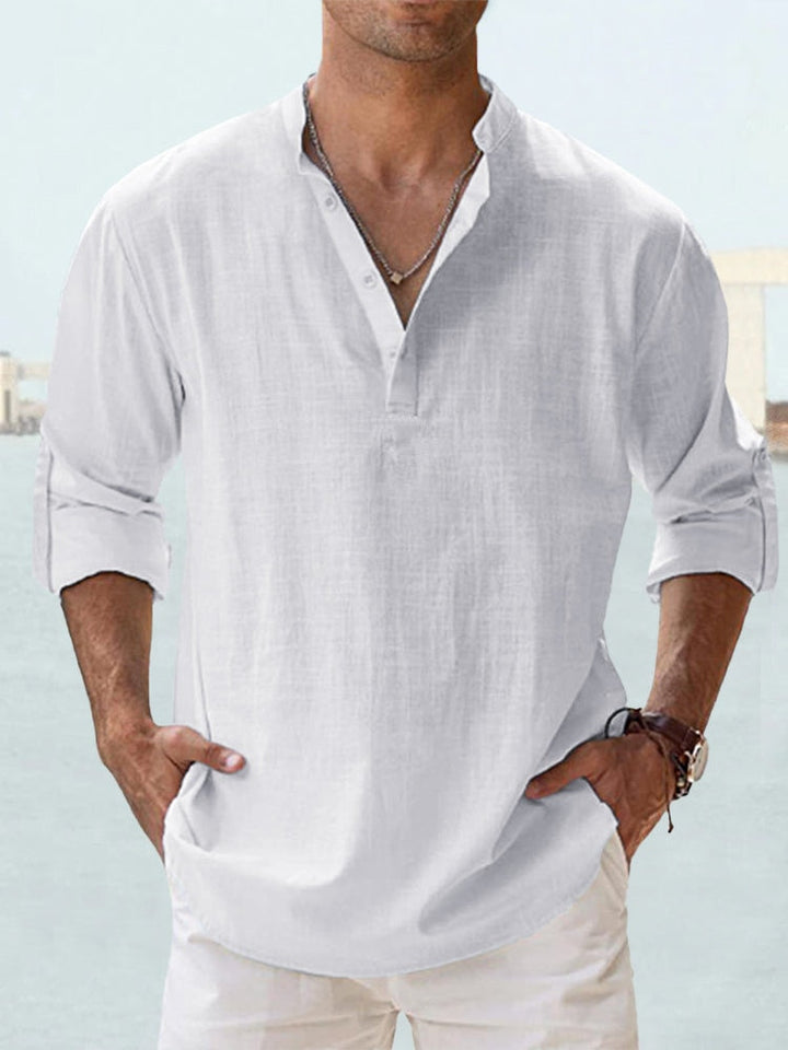 Mode Lumiere™ | Chemise Henley légère en lin pour homme