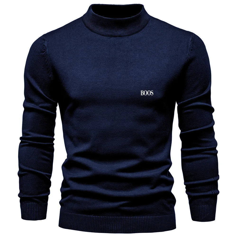 Pull homme col mi-haut à coupe ajustée, élégant et confortable