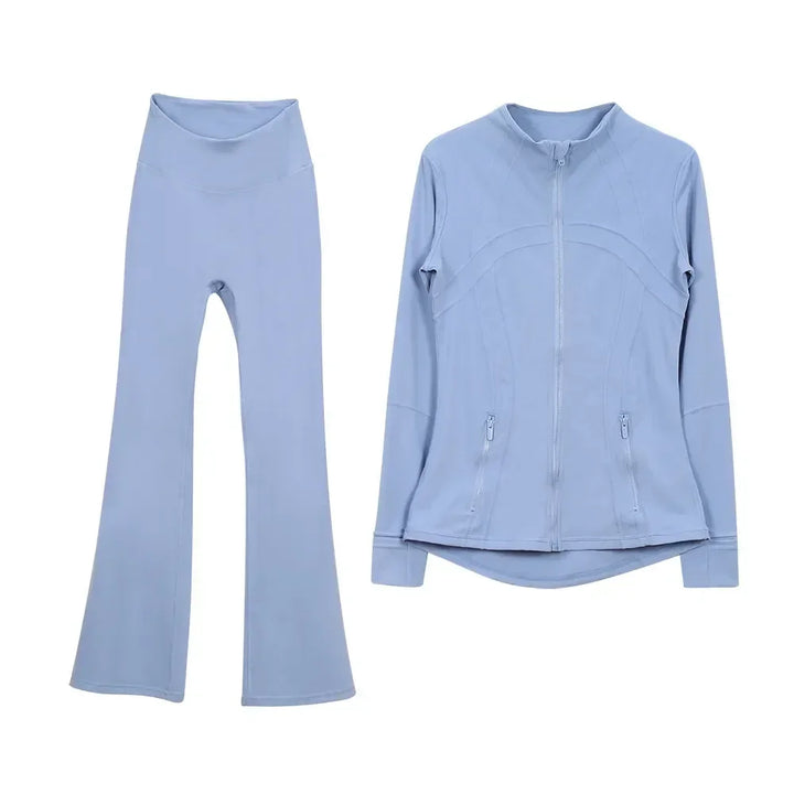 2025 L310 Tenue de yoga pour femme deux pièces pantalons longs évasés costumes