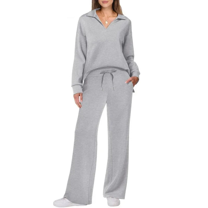 Ensemble pantalon de trajet en Fiber de Polyester pour femmes, décontracté, à la mode, manches longues, cordon de serrage, couleur unie, nouveau Style, printemps automne