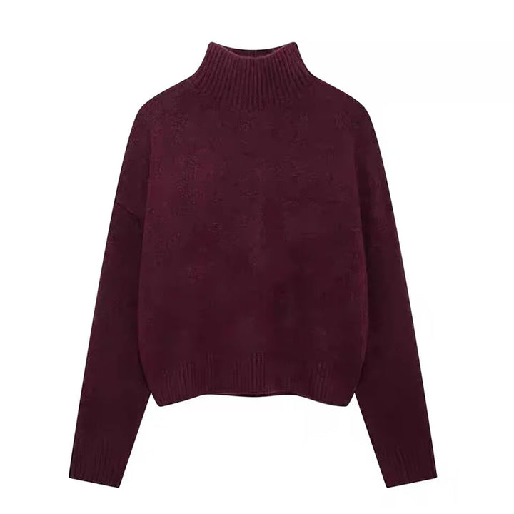Femmes élégant doux haut tricoté femmes mode à manches longues col montant pull pull 2025 nouveau décontracté lâche tricots hauts
