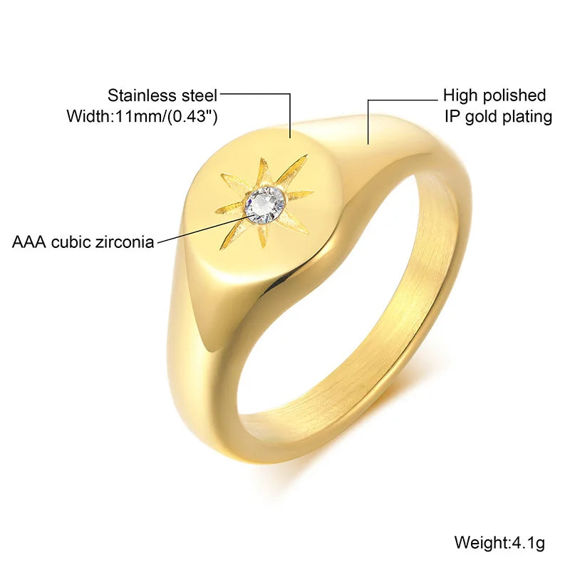 Bague Étoile Dorée – Élégance Symbolique au Quotidien en Acier