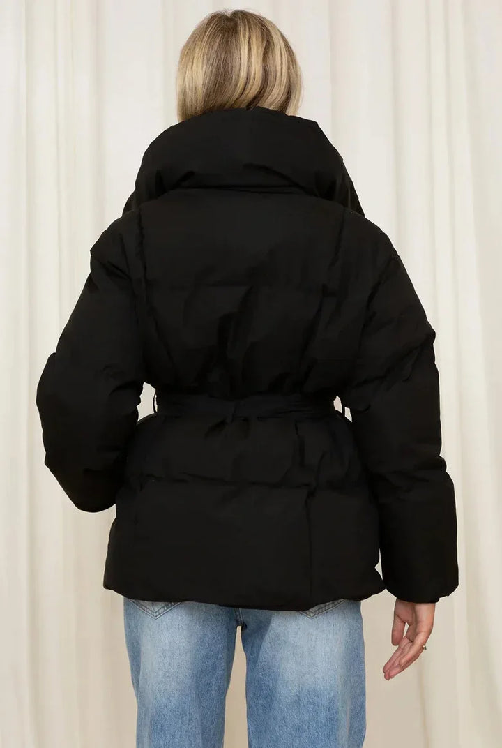 Vestes en coton à la mode pour femmes, manteaux élégants à col montant et manches longues à lacets, vêtements d'extérieur chauds et chics pour dames, nouvelle collection hiver 2026