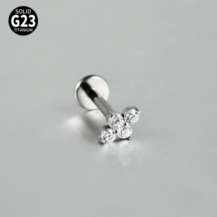 Boucle d'oreille Piercing Fleur en Titane G23 – Brillance Délicate et Confort