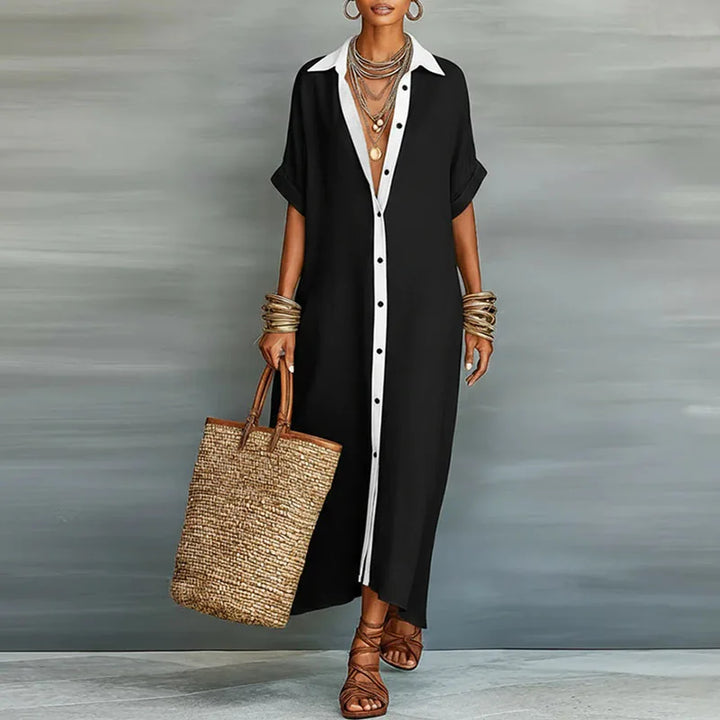 Gemma | Robe Chemise Longue Lin & Col Chemise