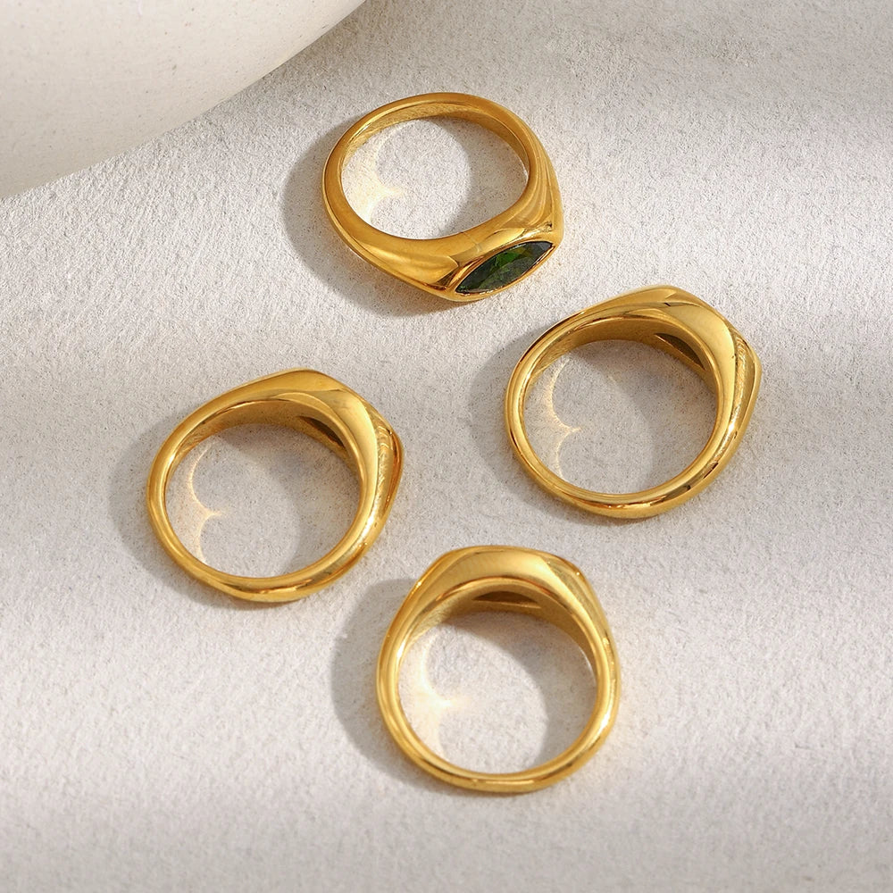 Bague Dorée Pierre Ovale – Élégance Colorée et Moderne Femme