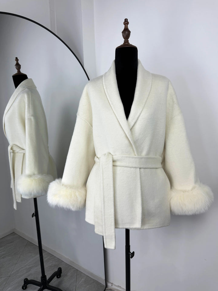 TARUXY fourrure de renard laine manteaux femmes manteau court bureau dame amovible élégant Double face laine pardessus 2025 nouvelle veste Cardigan