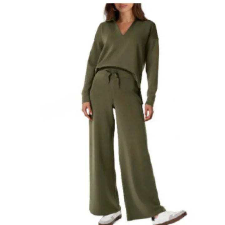 Ensemble pantalon de trajet en Fiber de Polyester pour femmes, décontracté, à la mode, manches longues, cordon de serrage, couleur unie, nouveau Style, printemps automne