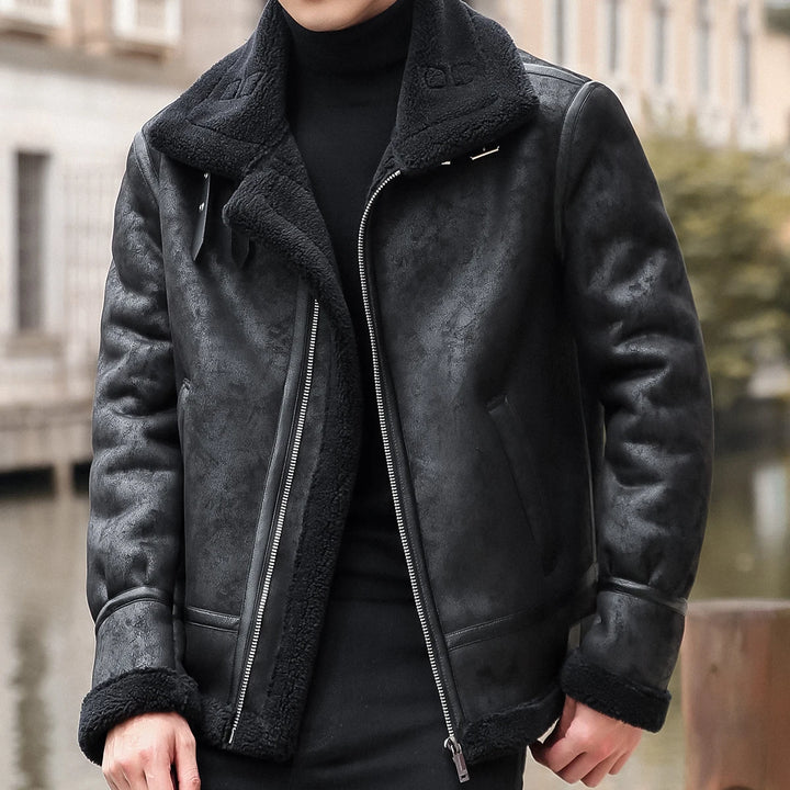 Veste en cuir  Homme Blouson Iconique Doublé – Élégance et Confort pour l’Hiver